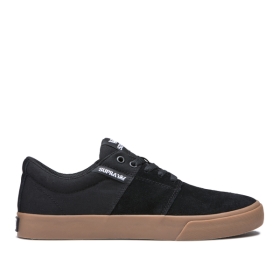 Supra Mens STACKS II VULC Low Top Shoes Black/Gum | US-97337